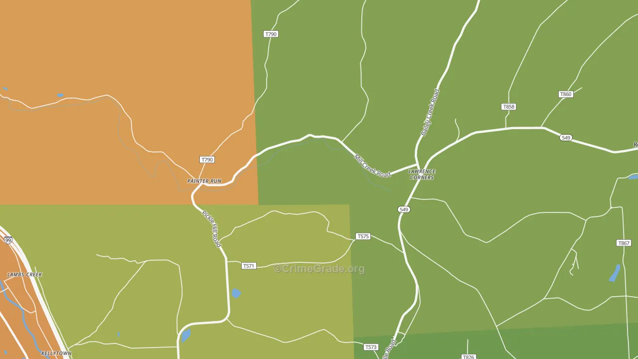 Painter Run, PA Map of Theft Rates