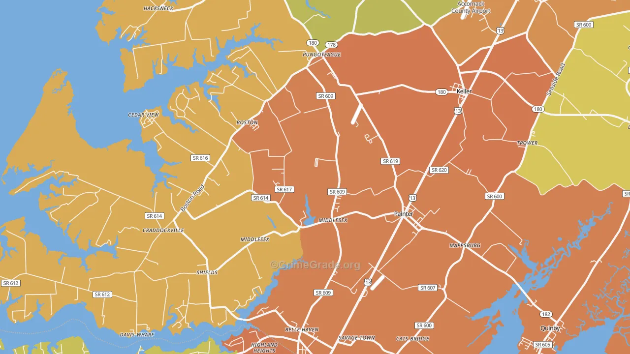 Painter, VA Map of Theft Rates