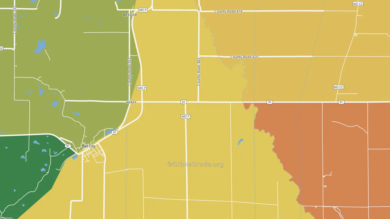 Painton, MO Map of Theft Rates