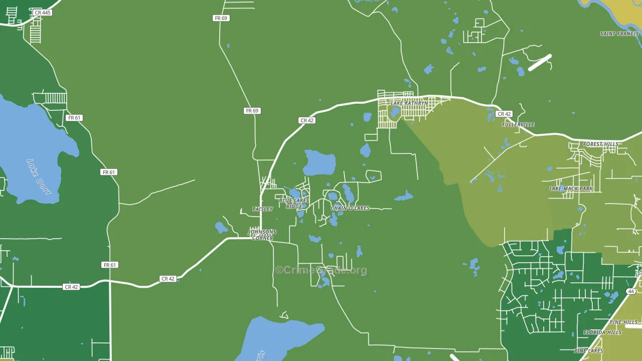 Paisley, FL Map of Theft Rates