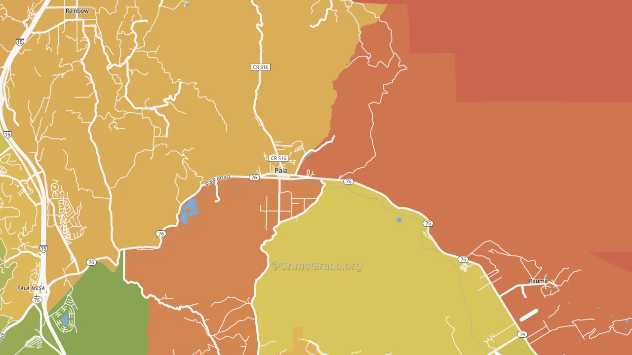 Pala, CA Map of Theft Rates