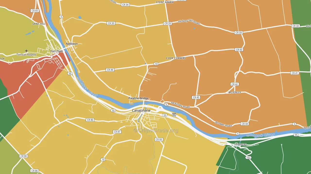 Palatine Bridge, NY Map of Theft Rates