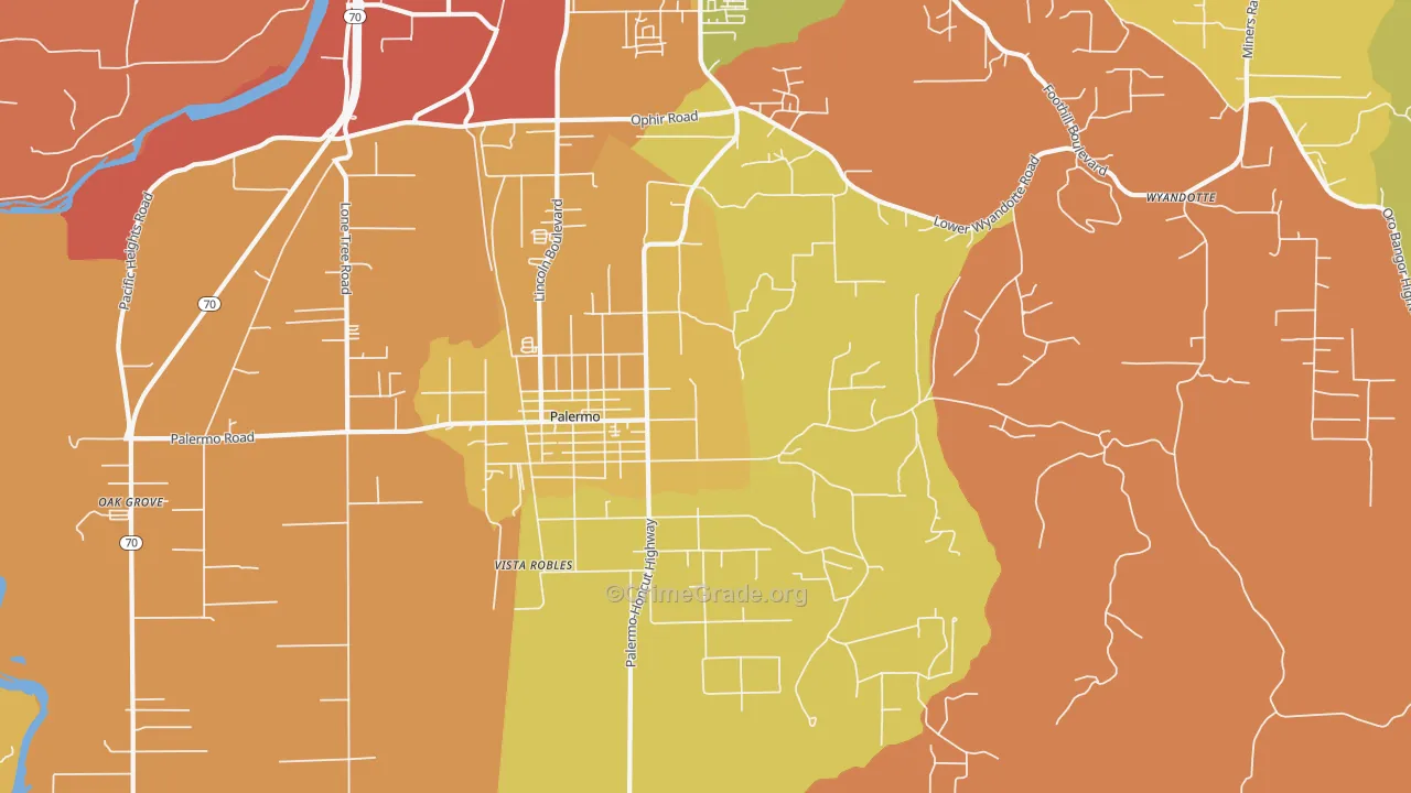 Palermo, CA Map of Theft Rates