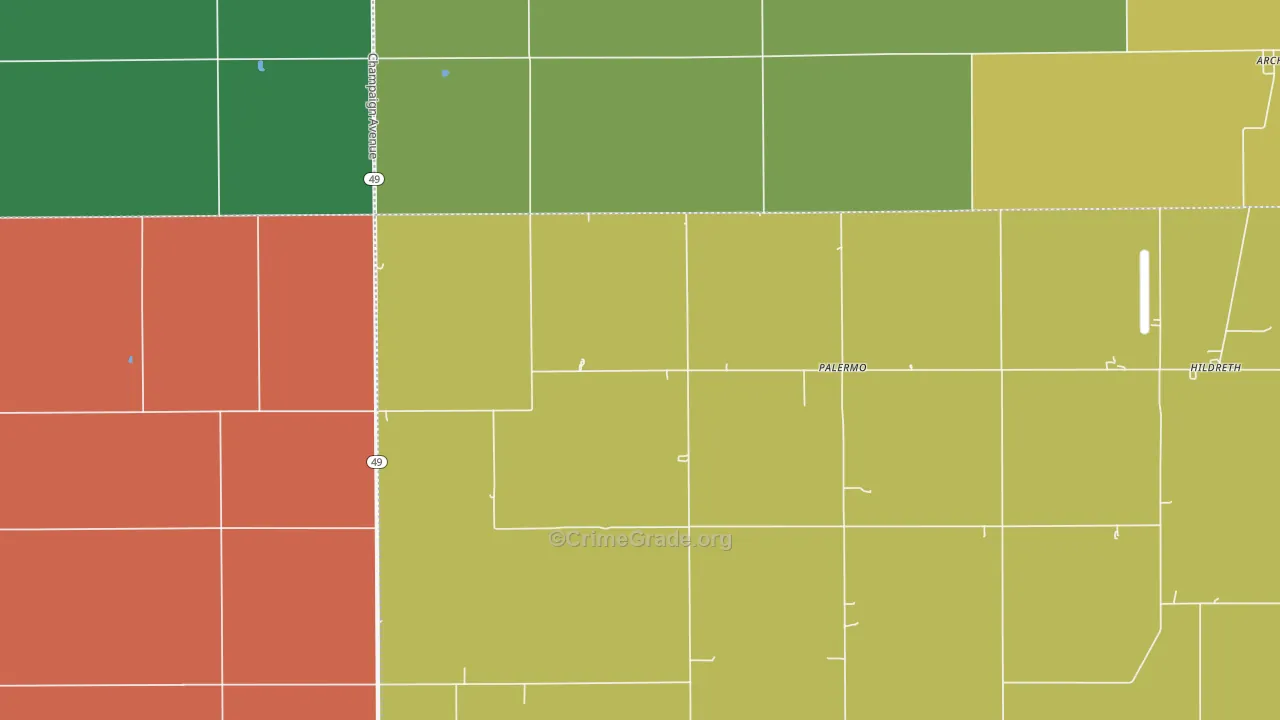 Palermo, IL Map of Theft Rates