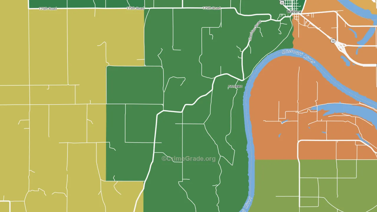 Palermo, KS Map of Theft Rates