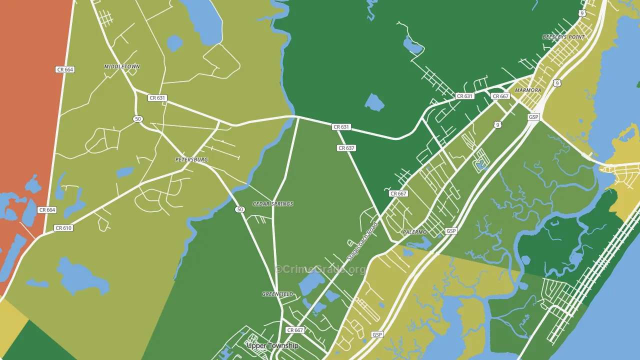 Palermo, NJ Map of Theft Rates