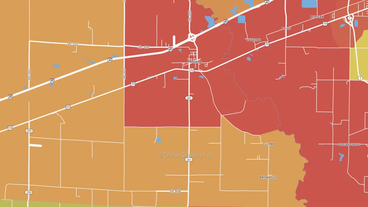 Palestine, AR Map of Theft Rates