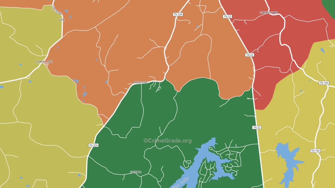 Palestine, TN Map of Theft Rates
