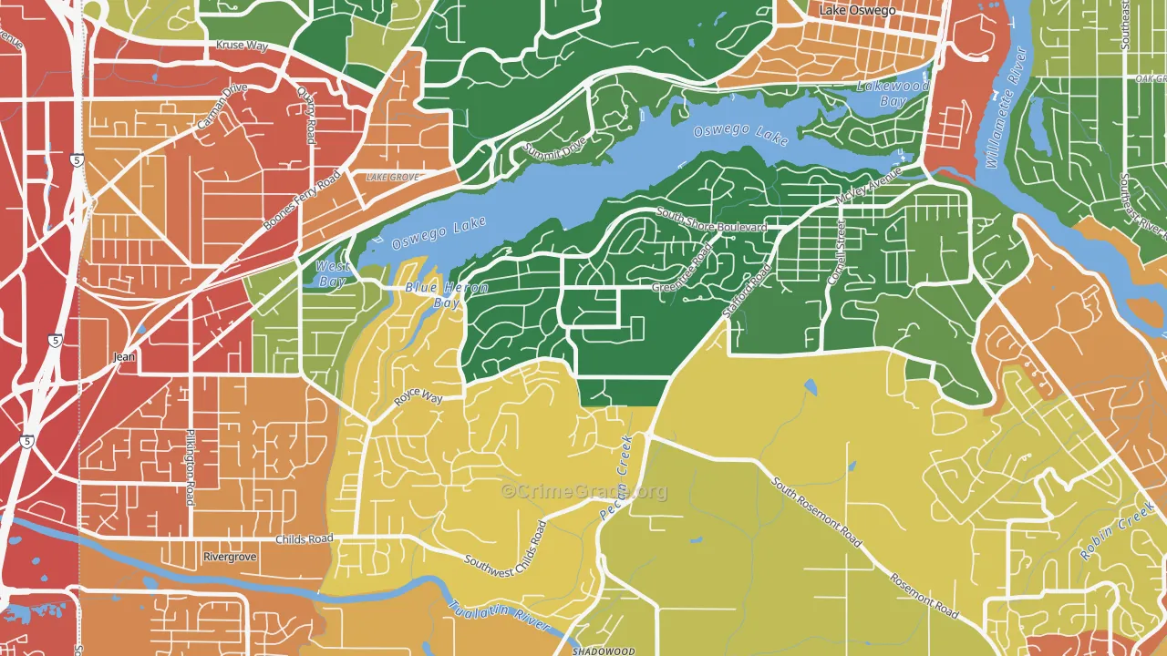 Palisades, Lake Oswego, OR Map of Theft Rates