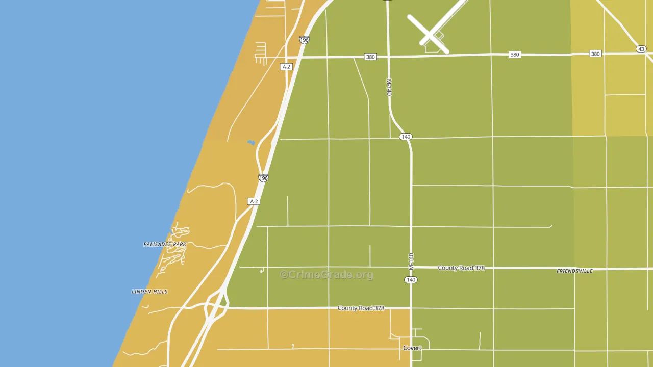 Palisades Park, MI Map of Theft Rates