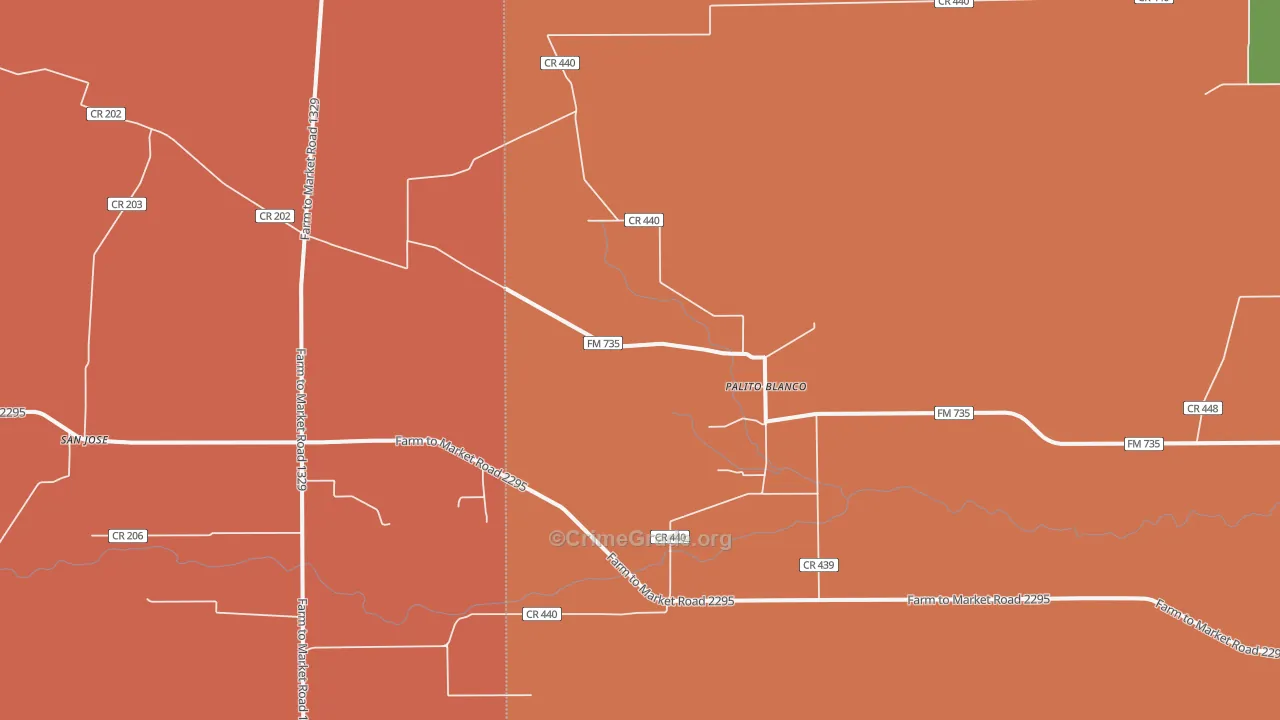 Palito Blanco, TX Map of Theft Rates
