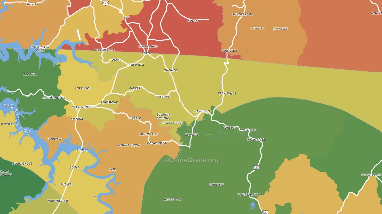 Pall Mall, TN Map of Theft Rates