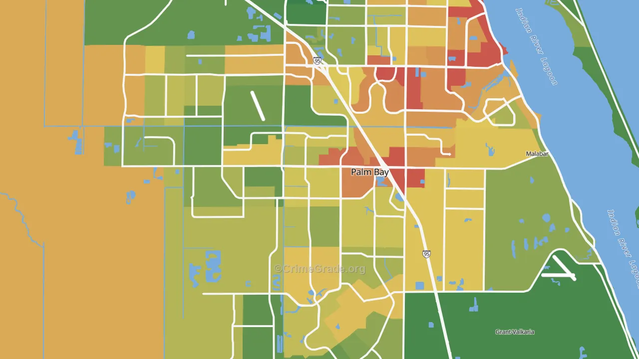 Palm Bay, FL Map of Theft Rates