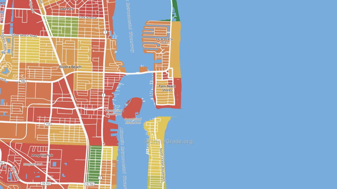 Palm Beach Shores, FL Map of Theft Rates