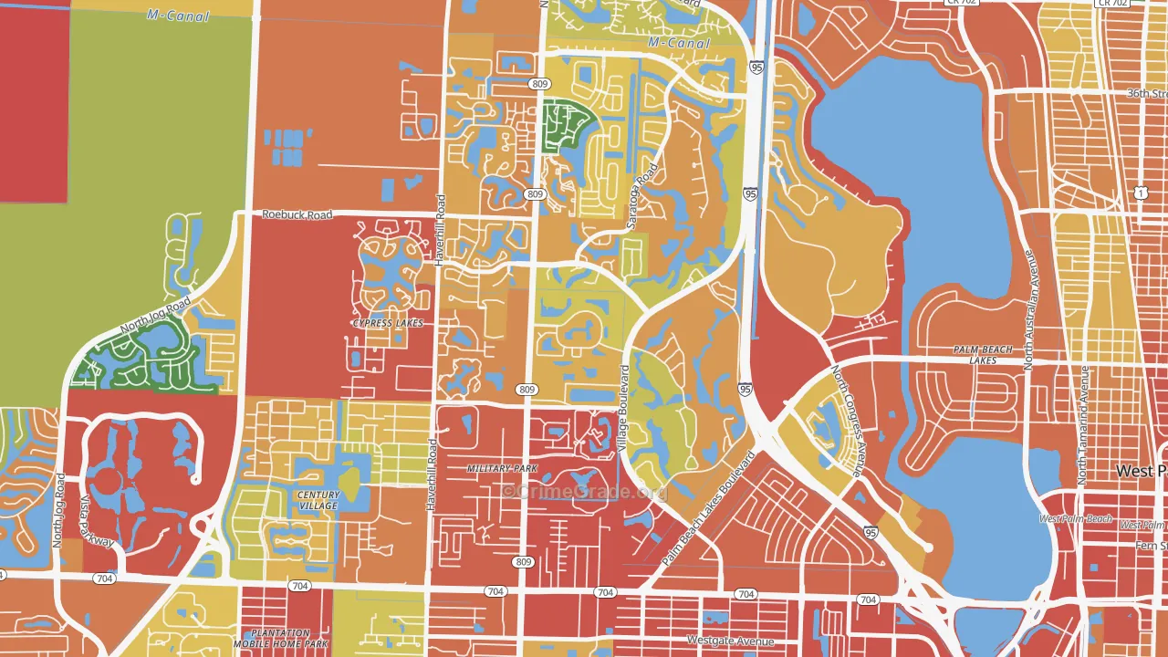 Palm Club Village, West Palm Beach, FL Map of Theft Rates