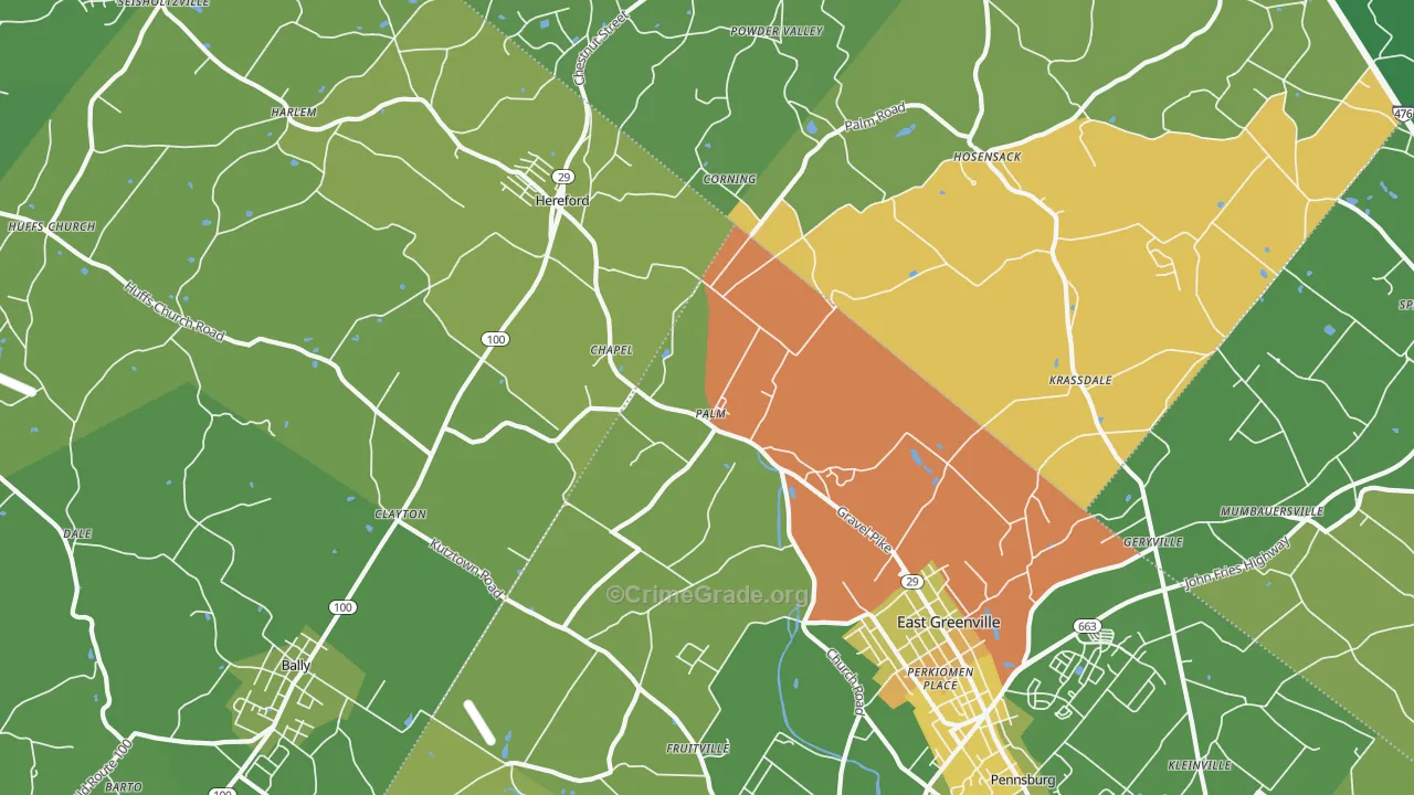 Palm, PA Map of Theft Rates
