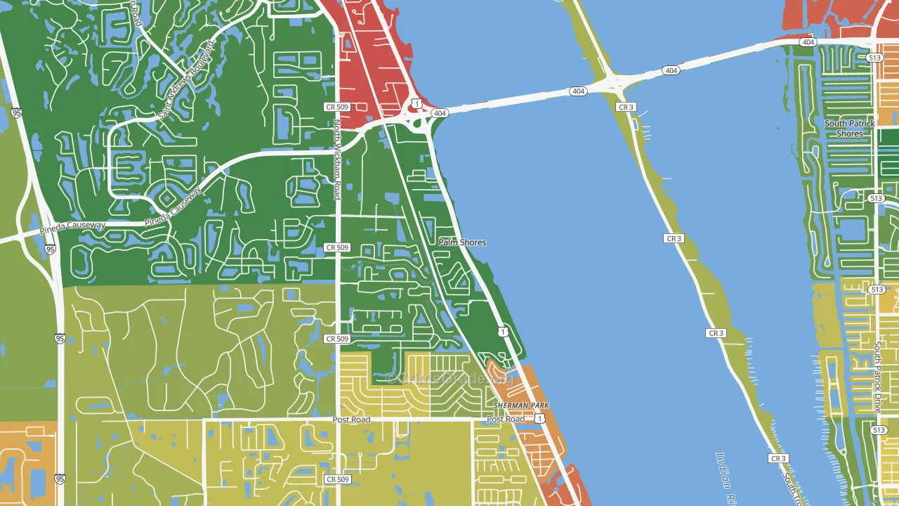 Palm Shores, FL Map of Theft Rates