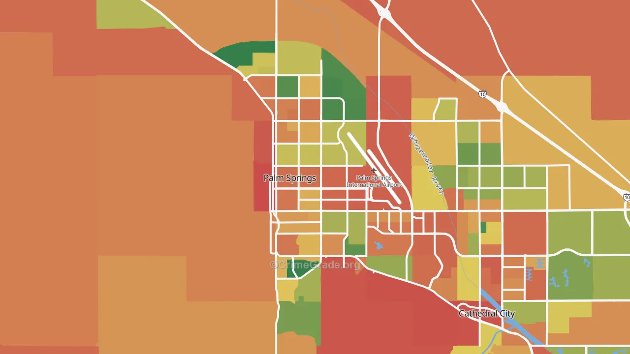 Palm Springs, CA Map of Theft Rates