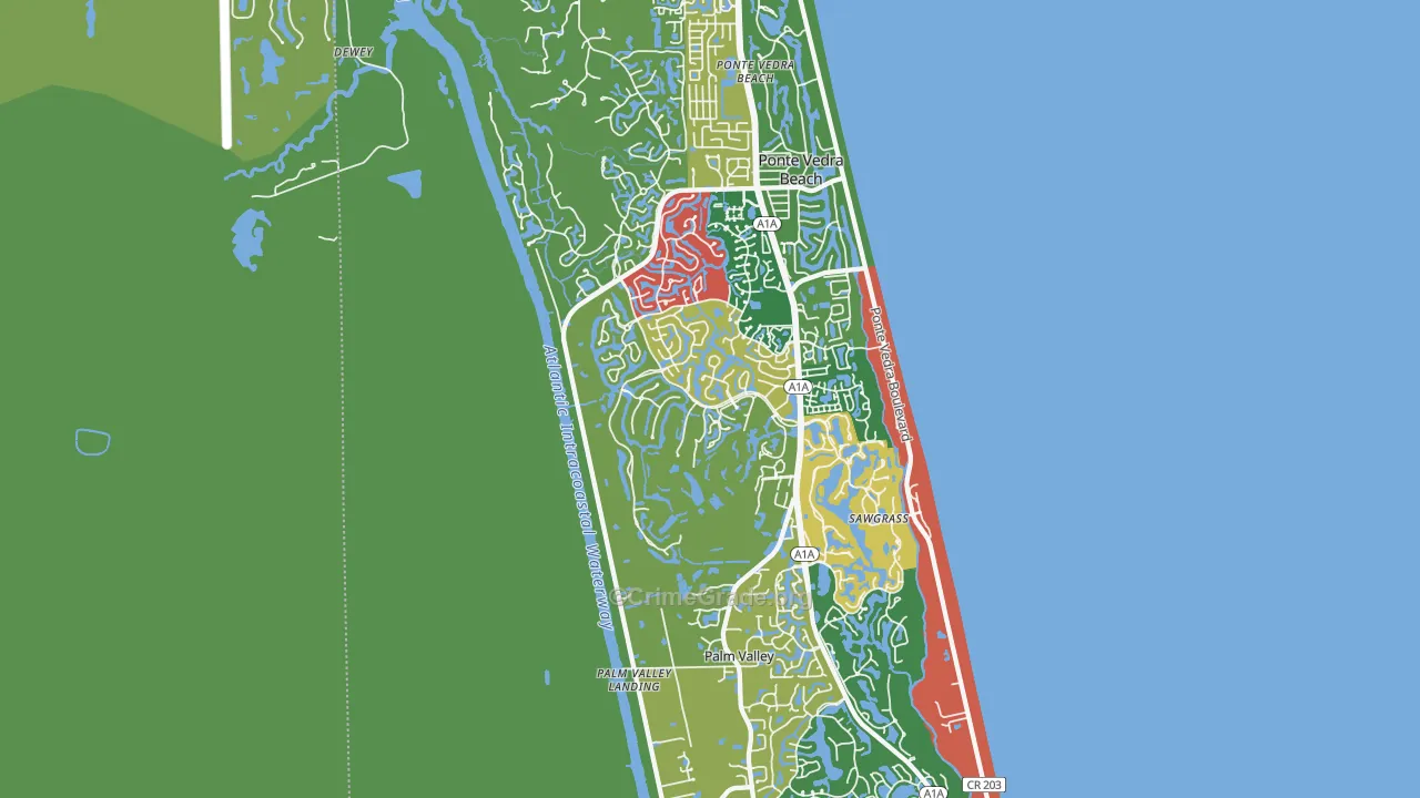 Palm Valley, FL Map of Theft Rates