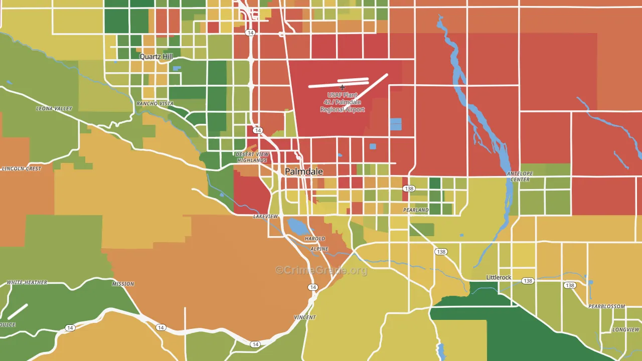Palmdale, CA Map of Theft Rates