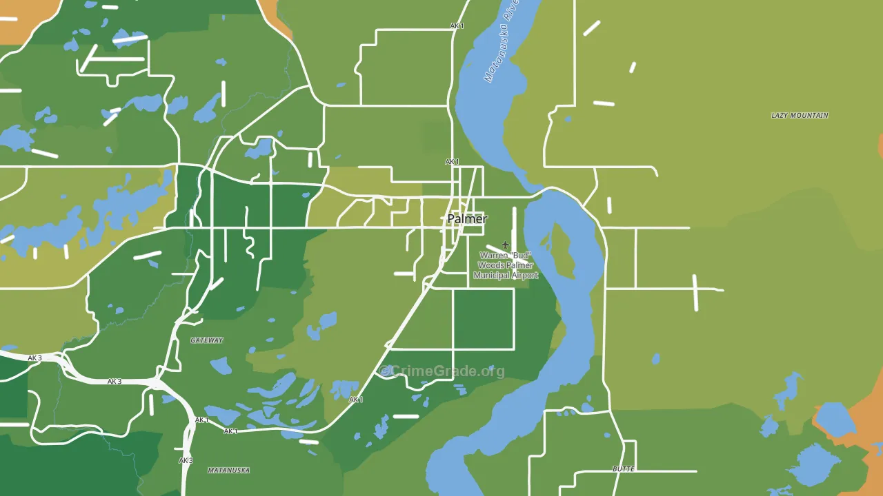 Palmer, AK Map of Theft Rates