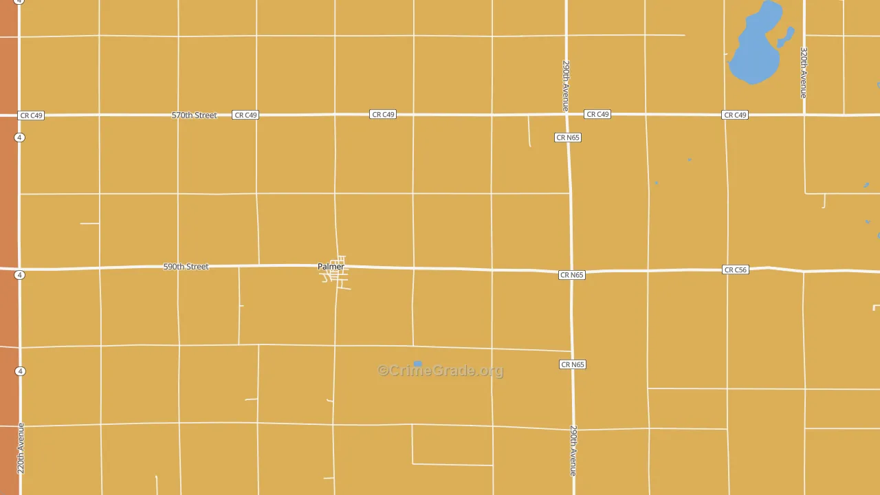 Palmer, IA Map of Theft Rates