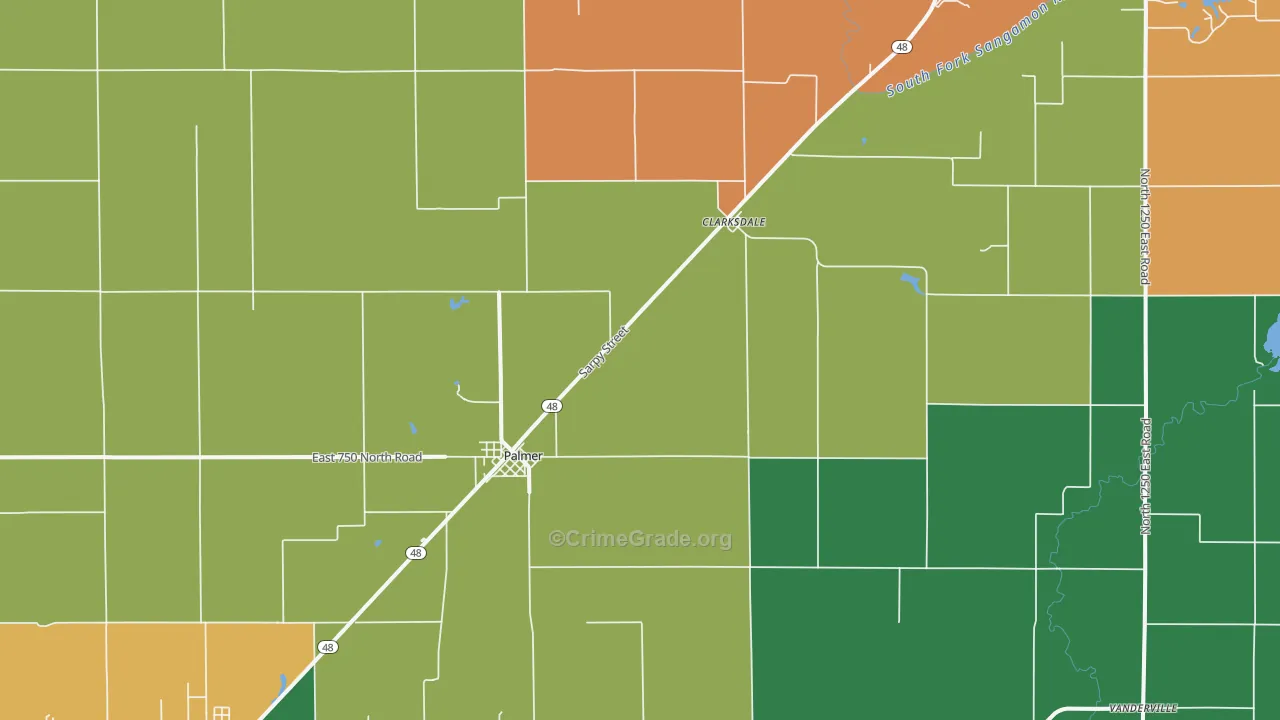 Palmer, IL Map of Theft Rates