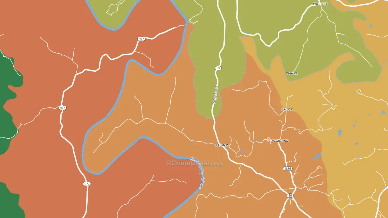 Palmer, KY Map of Theft Rates