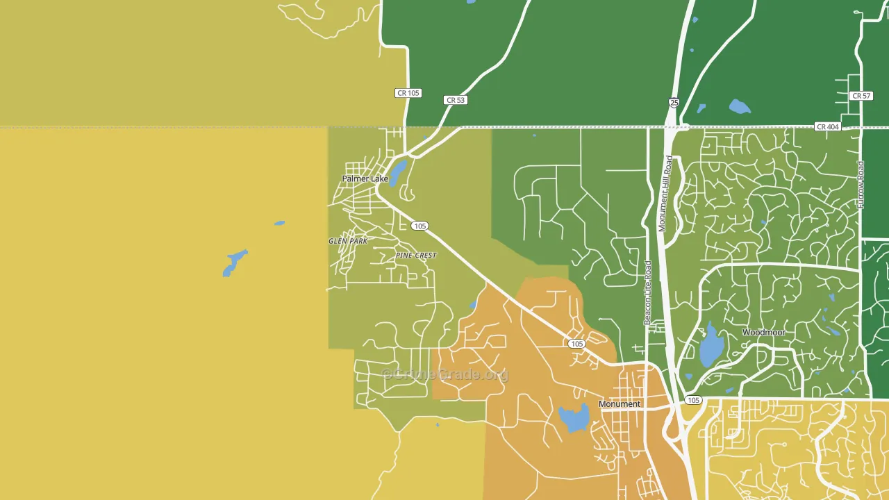 Palmer Lake, CO Map of Theft Rates