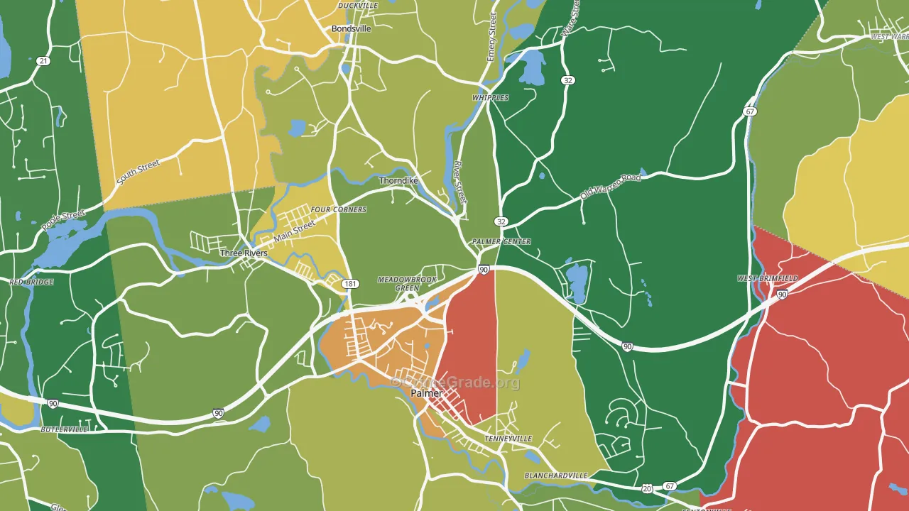 Palmer, MA Map of Theft Rates