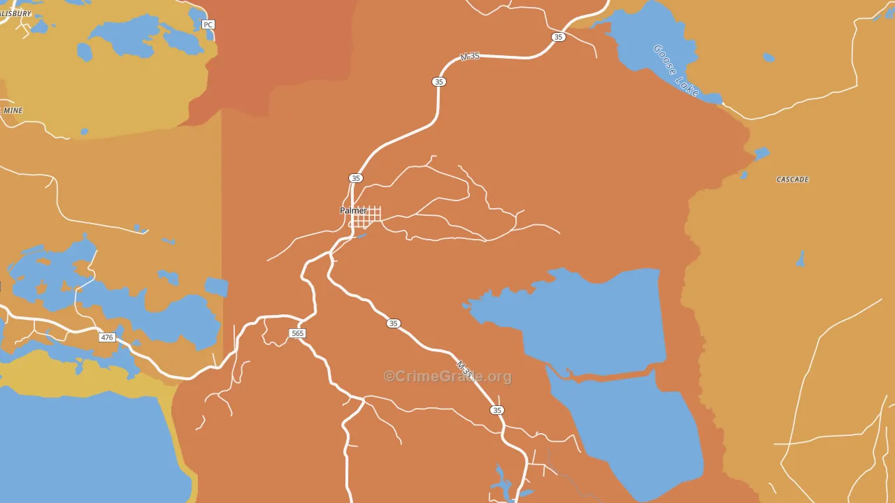 Palmer, MI Map of Theft Rates