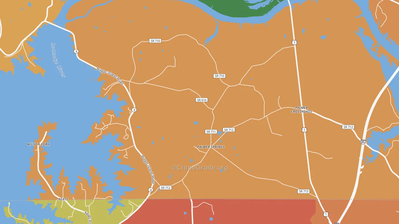 Palmer Springs, VA Map of Theft Rates