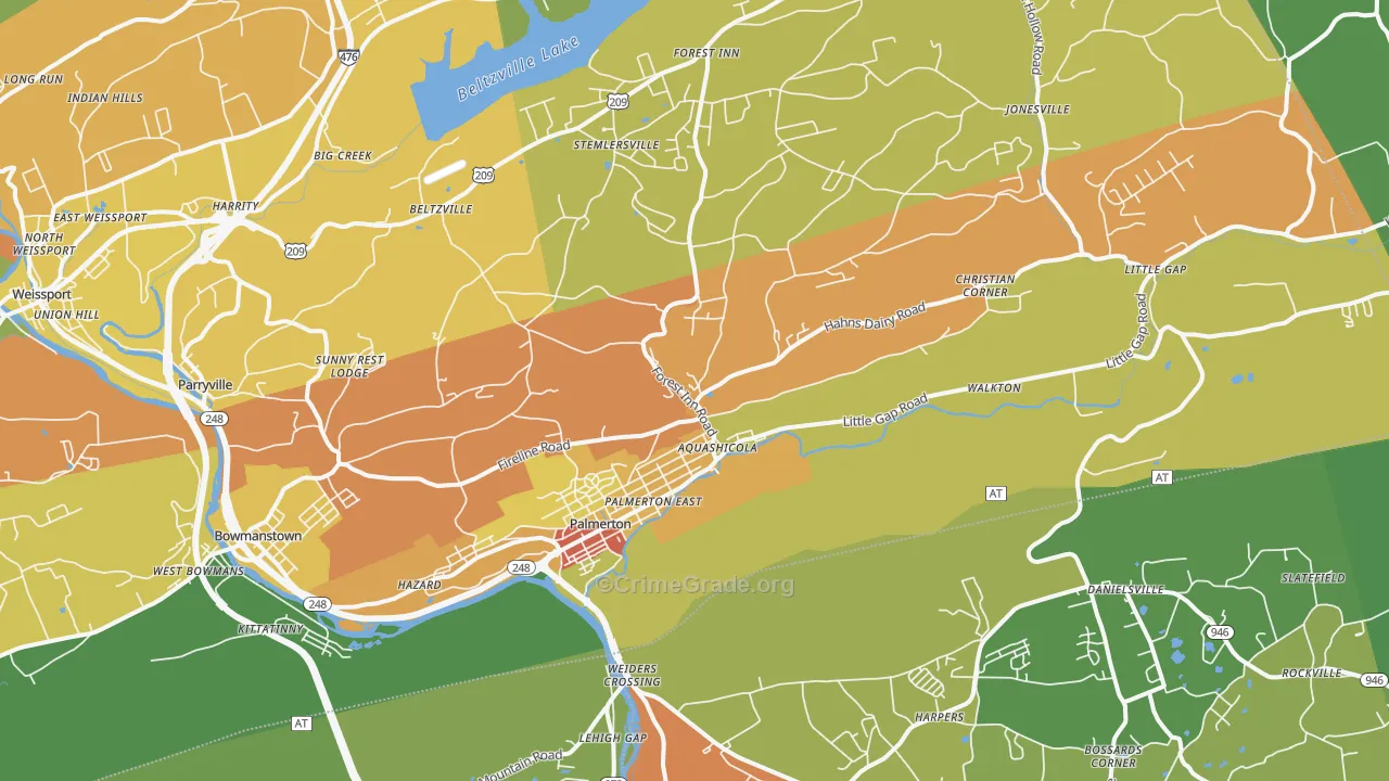 Palmerton, PA Map of Theft Rates