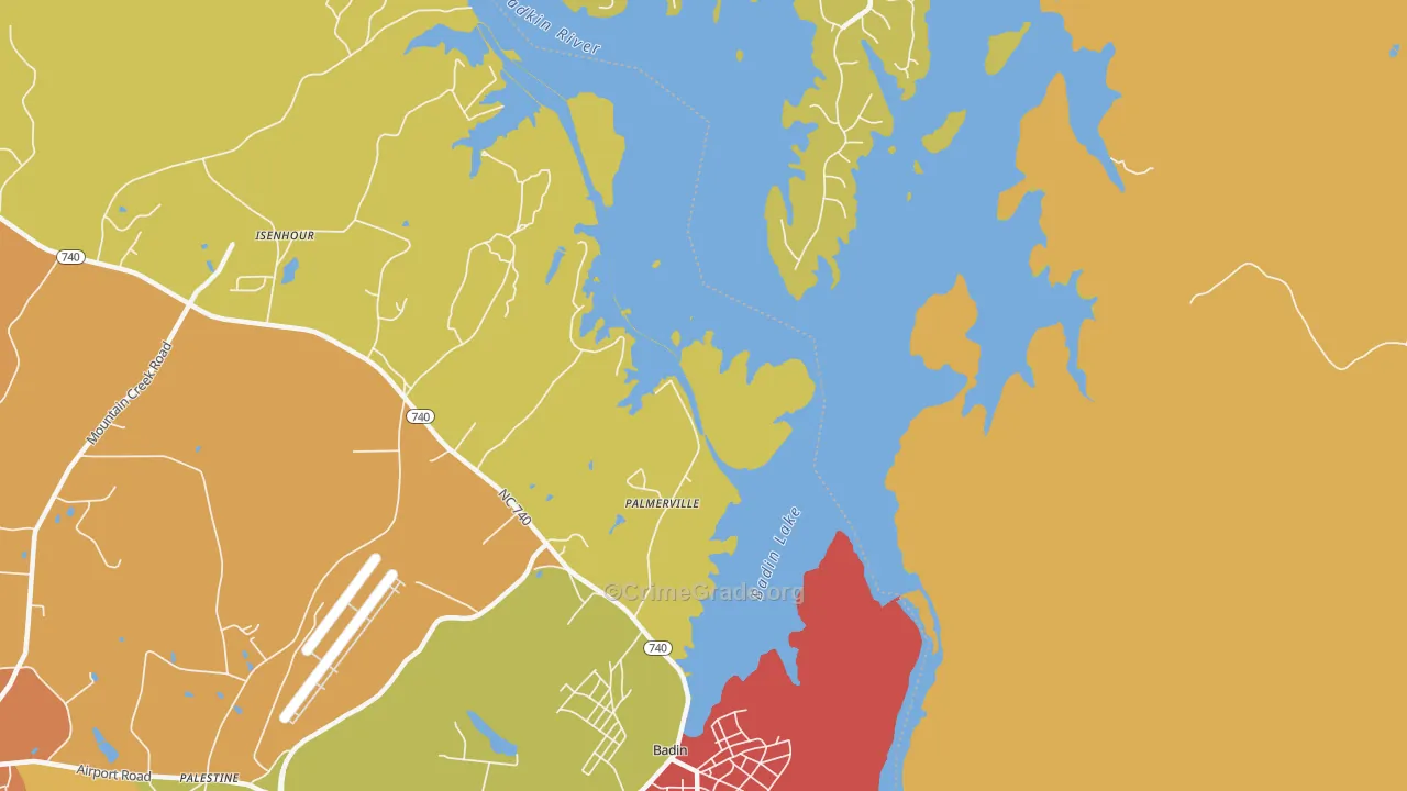 Palmerville, NC Map of Theft Rates