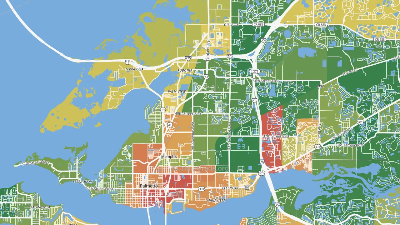 Palmetto, FL Map of Theft Rates