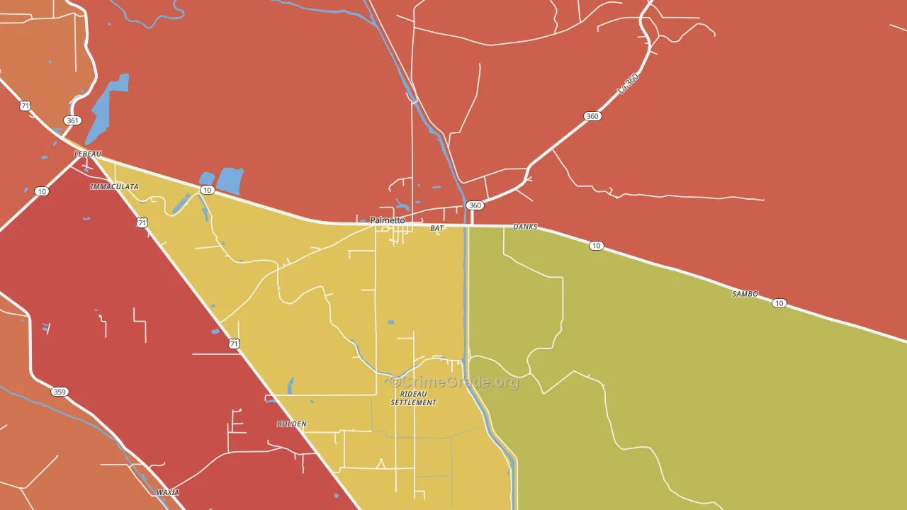Palmetto, LA Map of Theft Rates