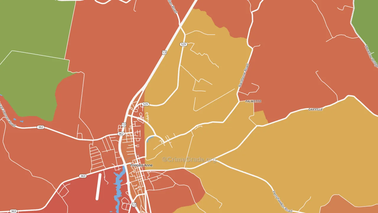 Palmetto, MD Map of Theft Rates