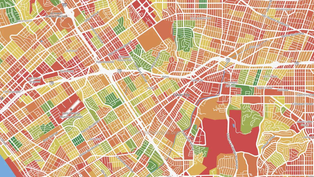 Palms, Los Angeles, CA Map of Theft Rates