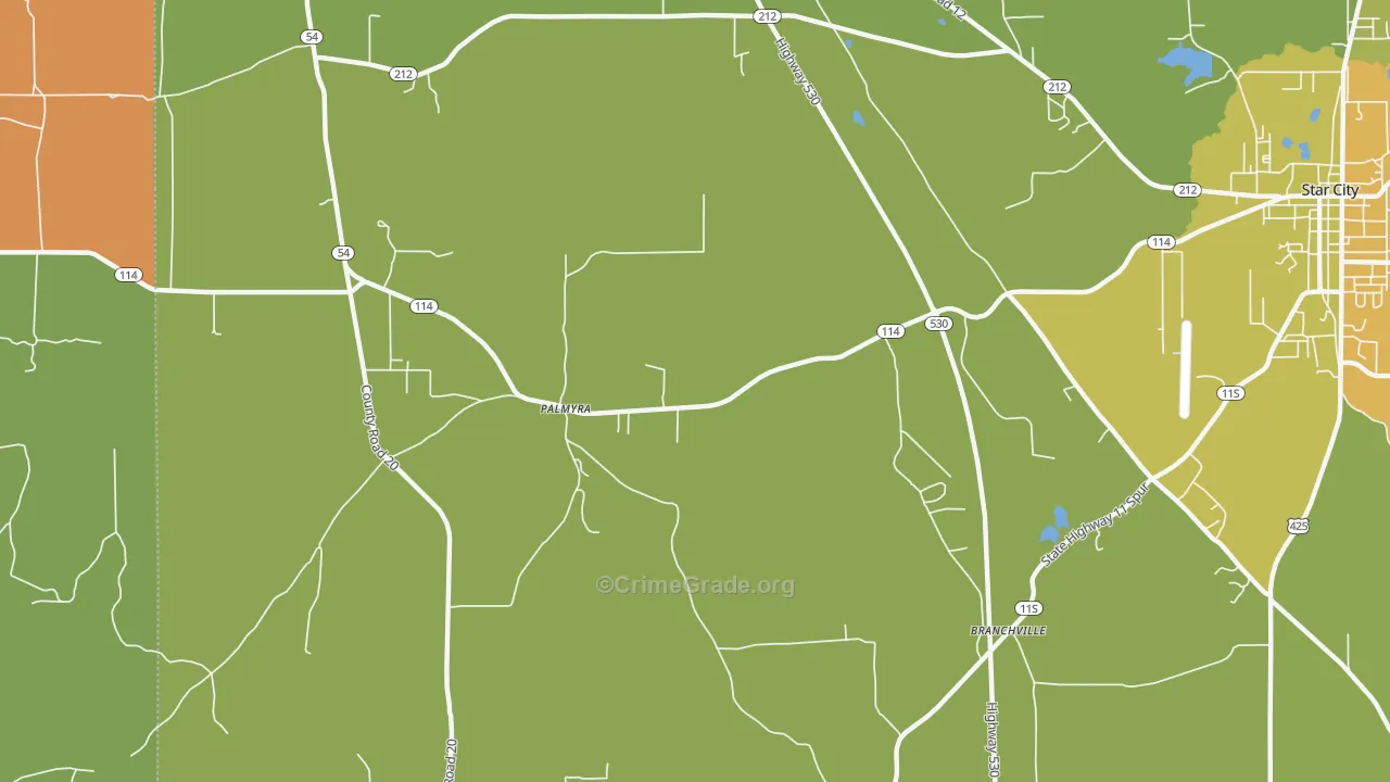 Palmyra, AR Map of Theft Rates