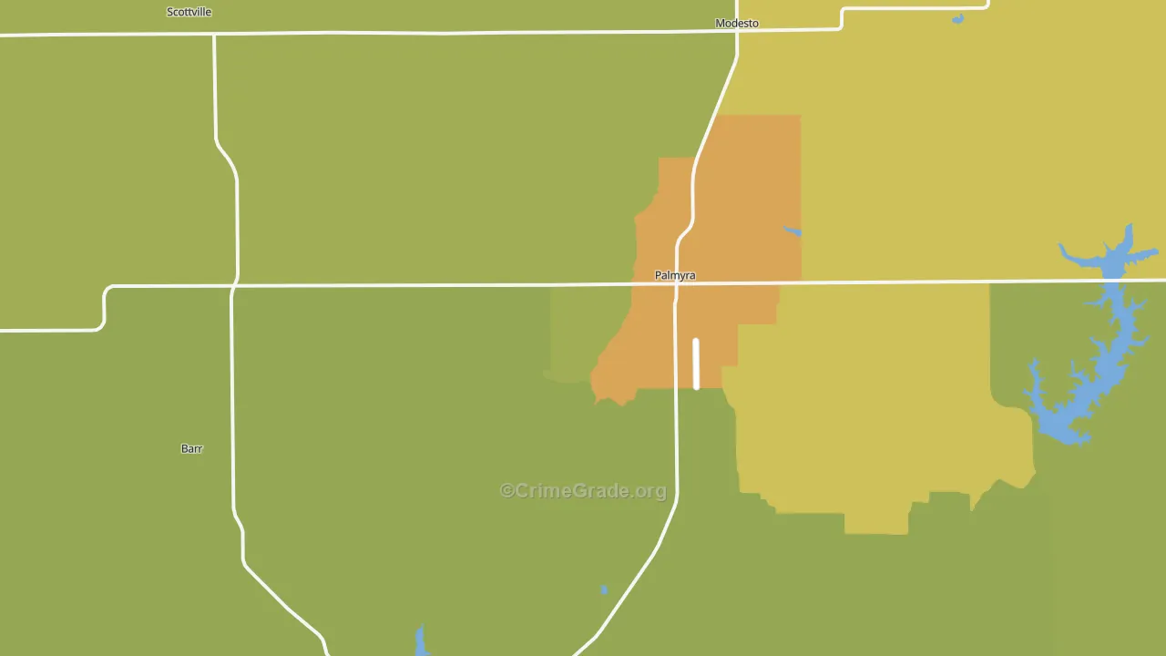 Palmyra, IL Map of Theft Rates