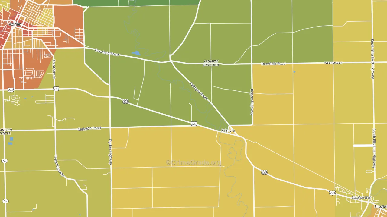 Palmyra, MI Map of Theft Rates