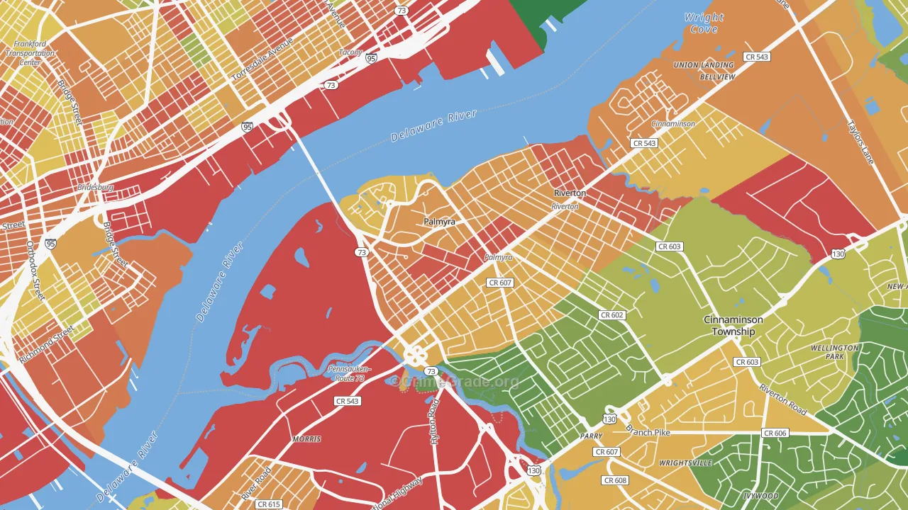 Palmyra, NJ Map of Theft Rates