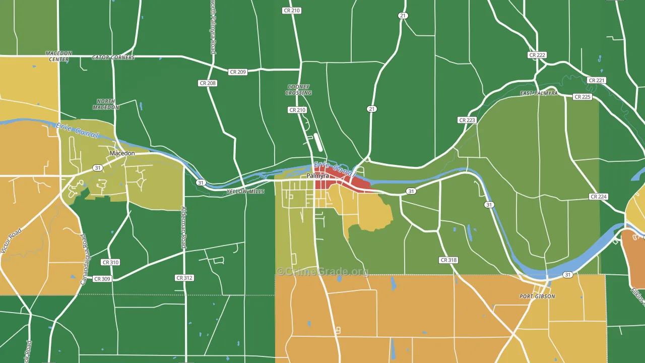Palmyra, NY Map of Theft Rates