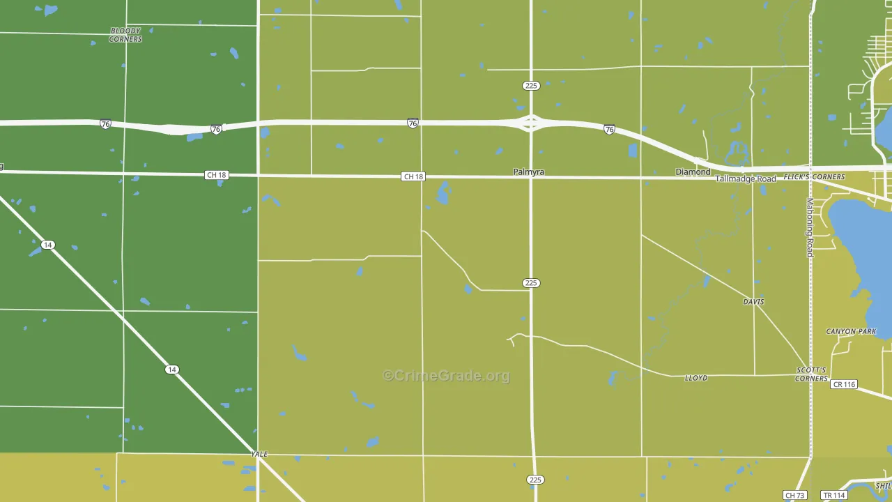 Palmyra, OH Map of Theft Rates