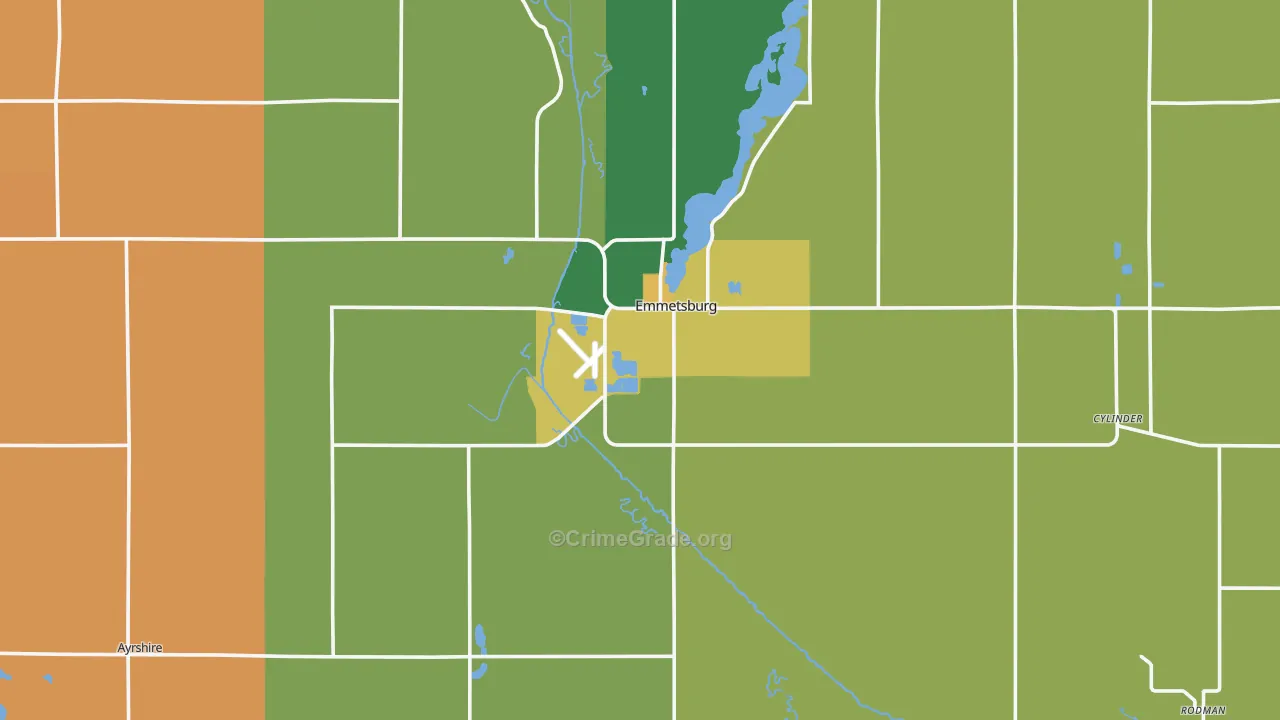 Palo Alto County, IA Map of Theft Rates