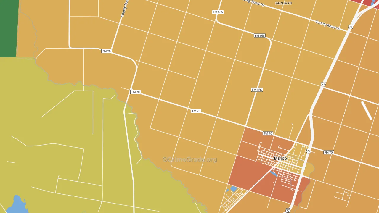 Palo Alto, TX Map of Theft Rates