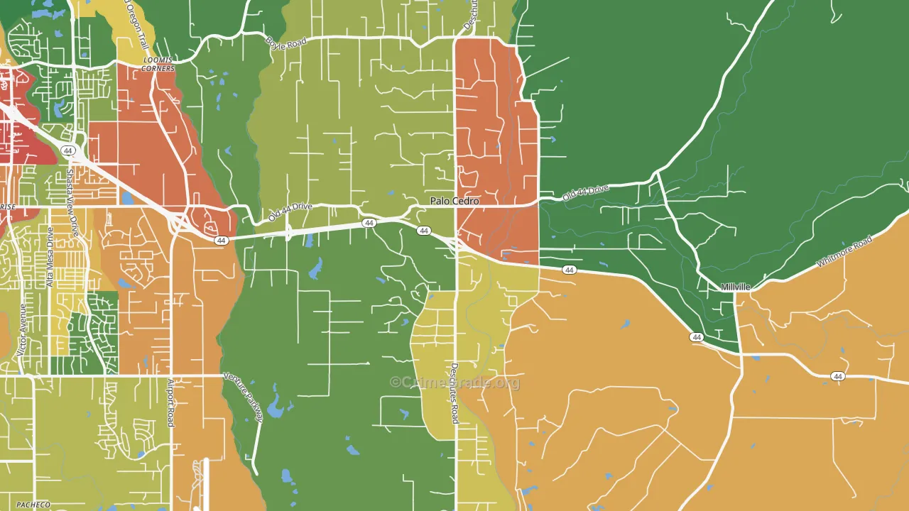Palo Cedro, CA Map of Theft Rates