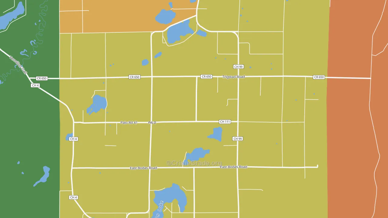 Palo, MN Map of Theft Rates