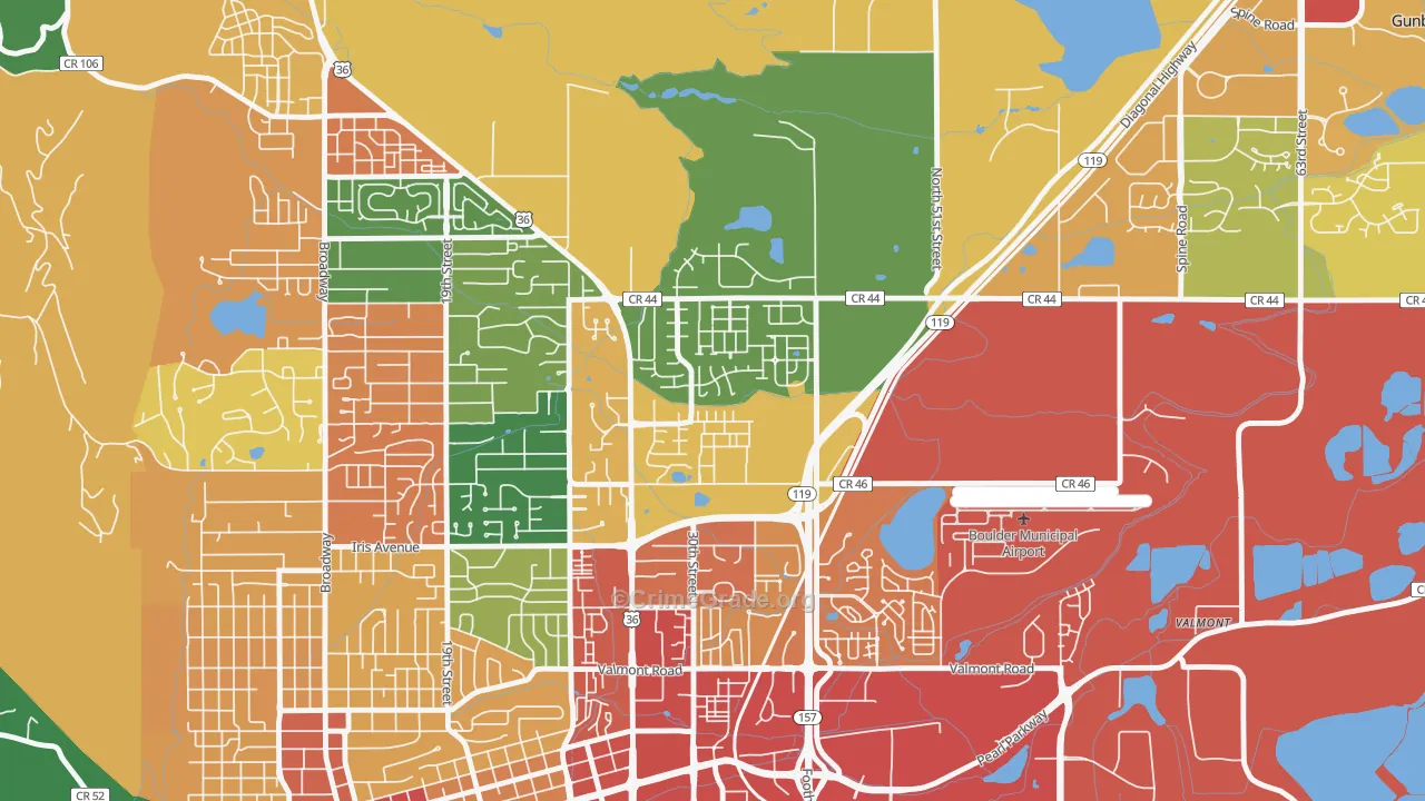 Palo Park, Boulder, CO Map of Theft Rates