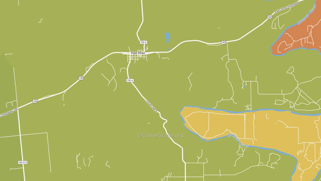 Palo Pinto, TX Map of Theft Rates